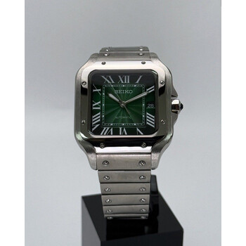 Custom Seiko Mod • Green Vignette Guilloche Santos • 38mm